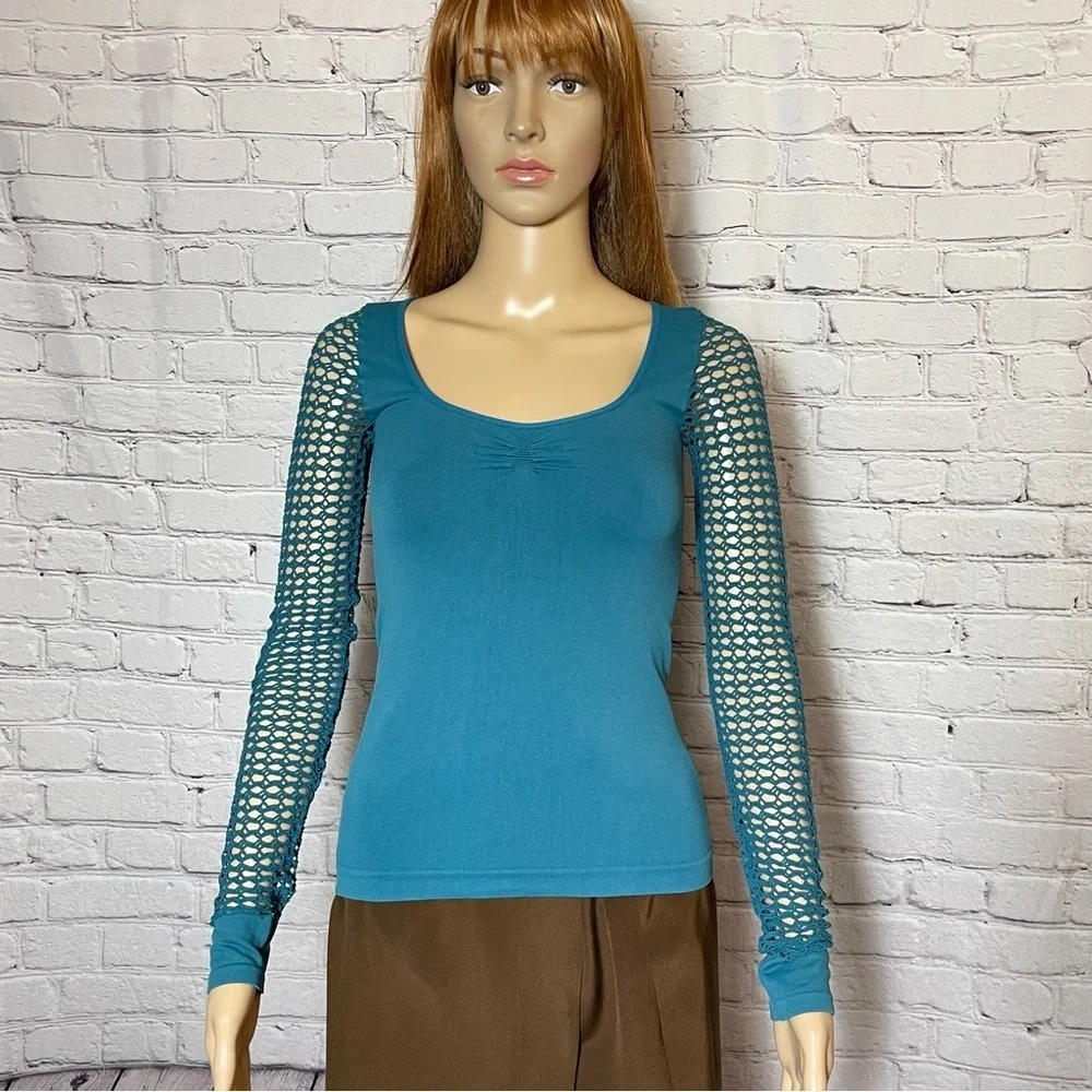 New Free People Conversation Starter Long-Sleeve Cami Teal Size M/L